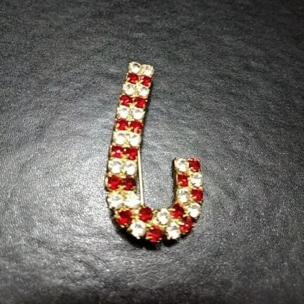 Vintage red & White Candy Cane Holiday pin